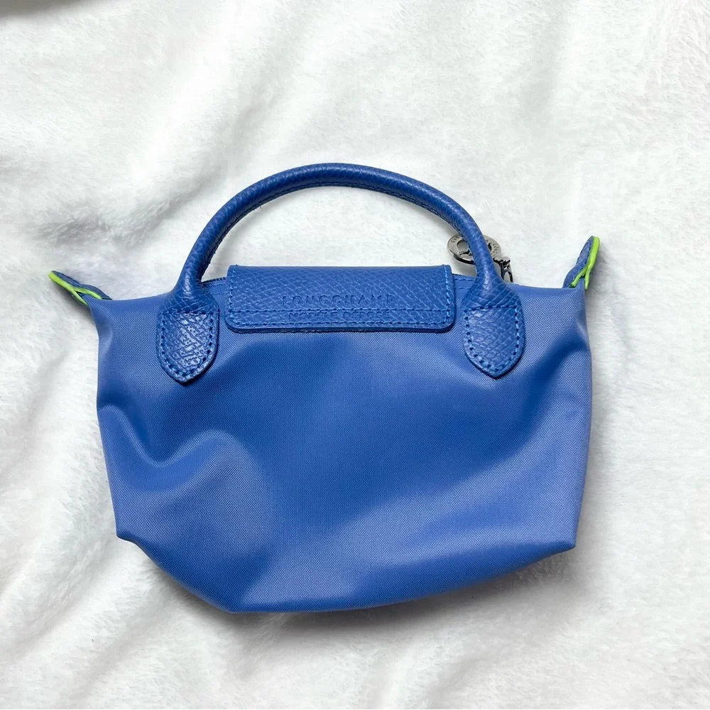 Longchamp Le Pliage Green Mini City Pouch with handle in Cornflower - w/ Strap - Picture 3 of 10